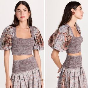 Ulla Johnson Iva puff sleeve knit crop top